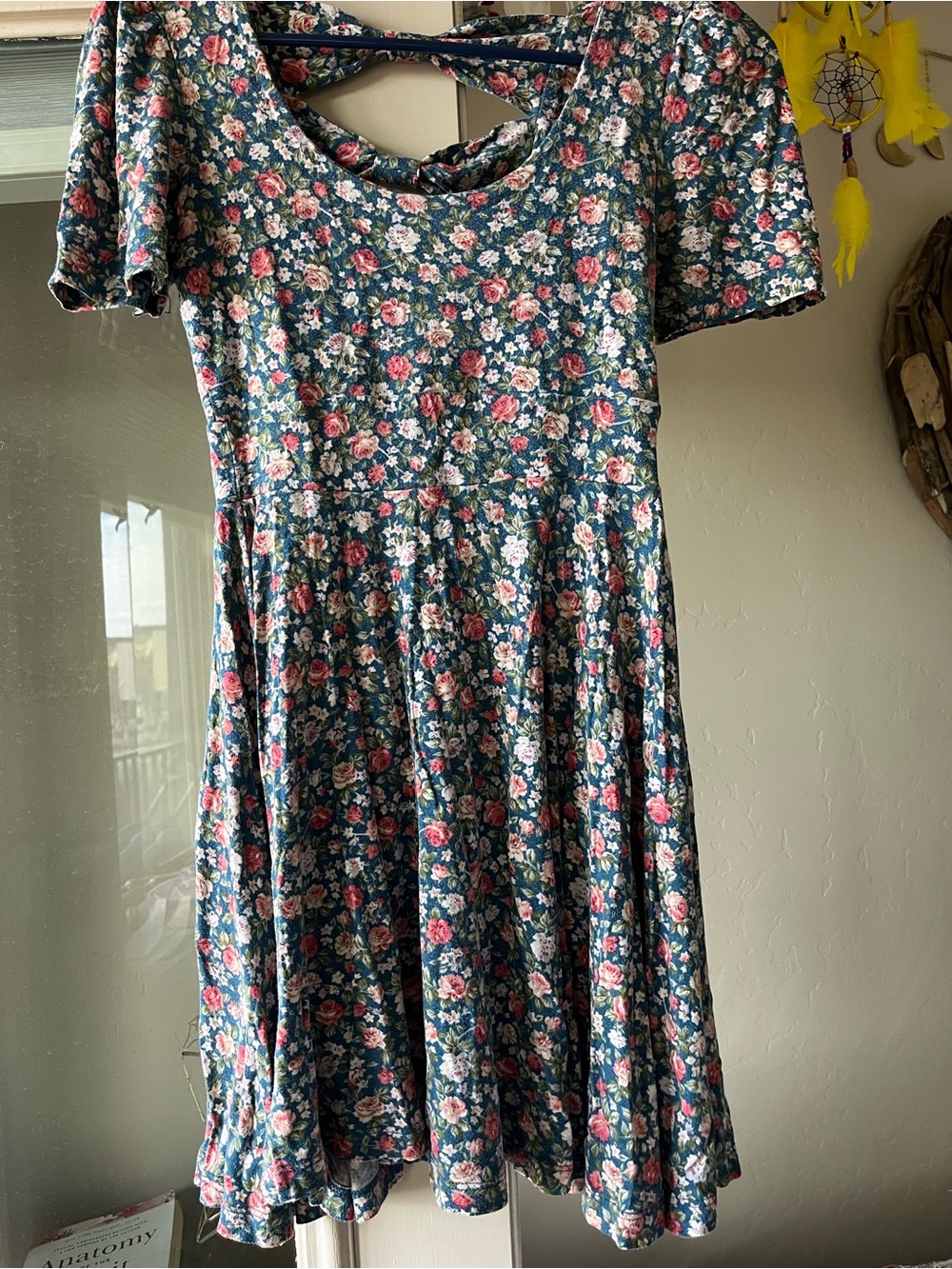 Sound & Matter Floral Mini Dress in Teal and Pink